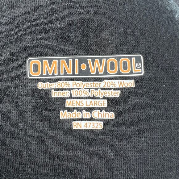 Omni Wool Mens Base Layer Top Black Long Sleeve Crewneck Shirt Thermal Size L - Picture 7 of 9